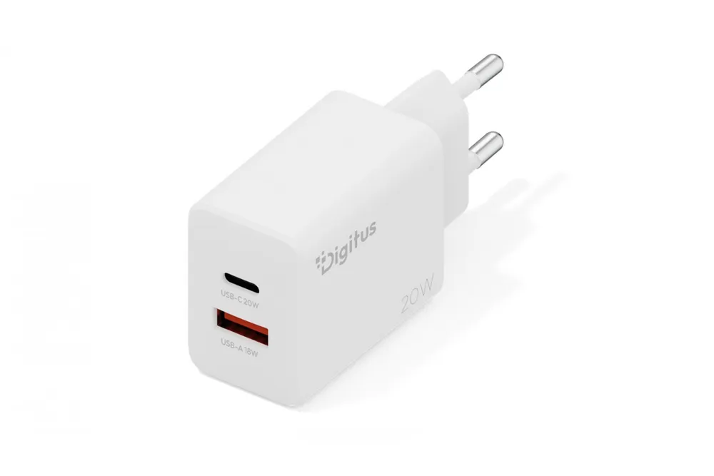 Digitus DA-10300 Carregador de parede 20W |1x USB-C, 1x USB-A DA-10300