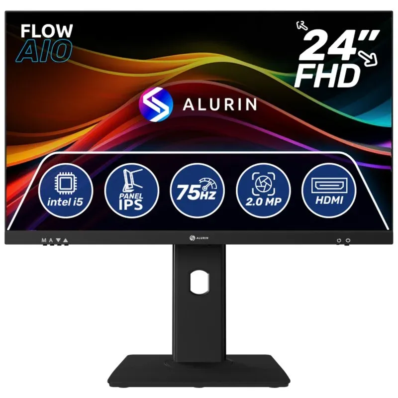 All-in-One Alurin Flow AIO Intel Core i5-12400 16GB 1TB SSD UHD 730 24'' Altura Ajustável