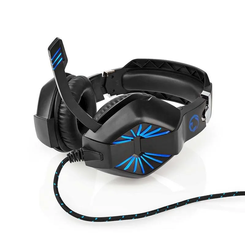Auriculares Nedis GHST250BK com cabo USB e jack 3,5 mm para gaming LED preto