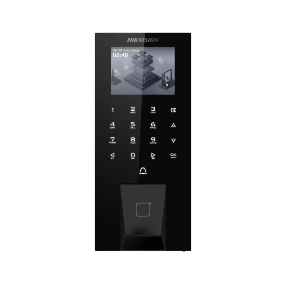 Controlo de Acesso PoE Hikvision Cartão MF, código QR e PIN - DS-K1T807MBWX-QRE1