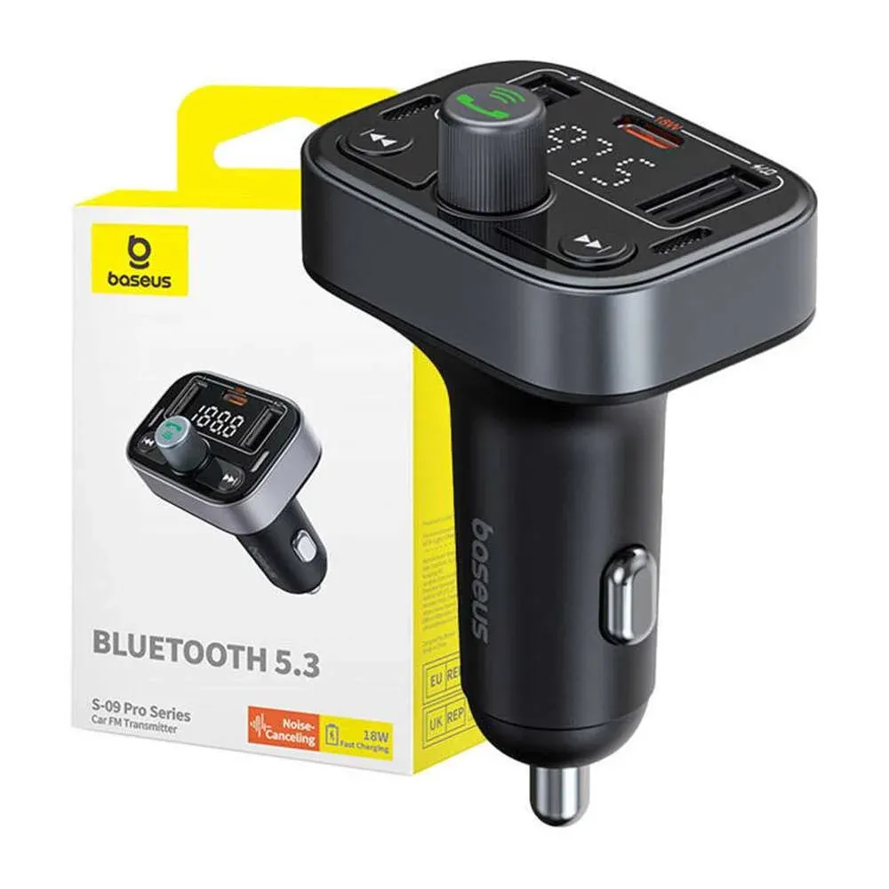 Carregador Isqueiro Baseus S-09 PRO + Transmissor FM Preto