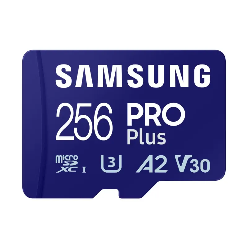 256GB MicroSD Samsung Pro Plus UHS-I SDHC U3 V30 A2 com adaptador