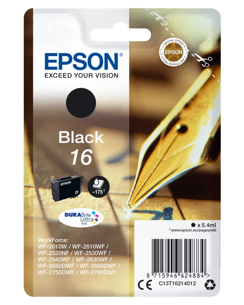 Tinteiro EPSON 16 Preto - WF-2010/251xx/26xx/27xx