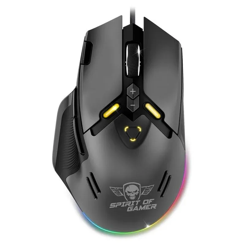 Ratón Spirit of Gamer Elite M60 Com Fio 20000 DPI Preto RGB 9 Botões