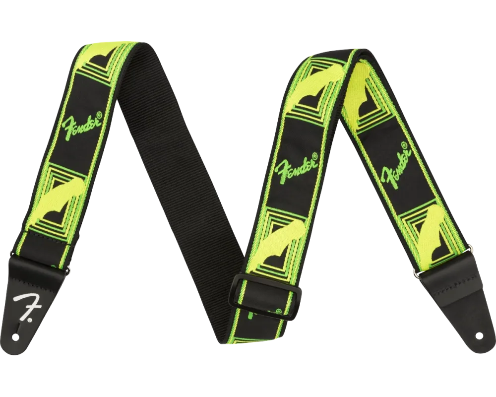 Fender Neon Monogrammed Strap, Green and Yellow
