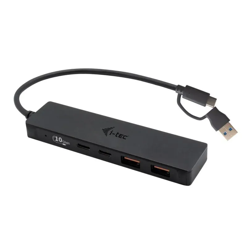 Hub i-tec 4 portas 10Gbps USB-C/USB-A metal proteção sobretensão ultracompacto