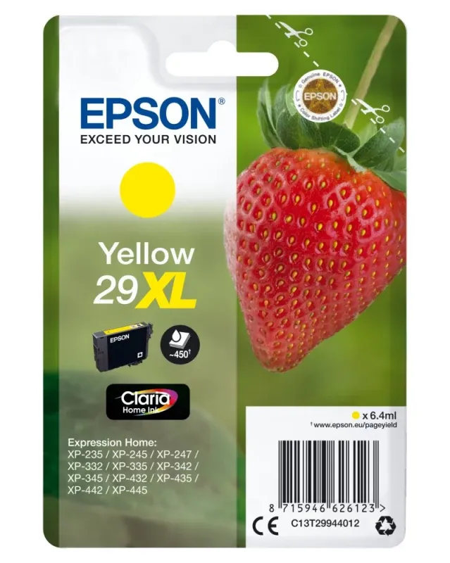 Tinteiro EPSON 29 Amarelo XL - Expression Home XP-255/257/352/355/452/455