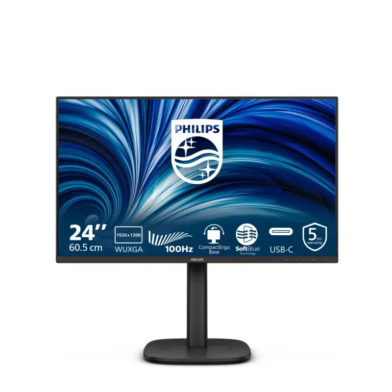 PHILIPS MONITOR IPS 24" WUXGA VGA HDMI DP USB-C COLUNA HAS PIVOT 24B2N3200D