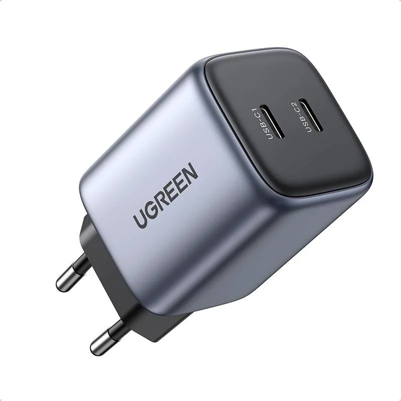 Carregador UGREEN CD294 Nexode 45W PD GaN Dual USB Type-C (25W+20W) Cinzento