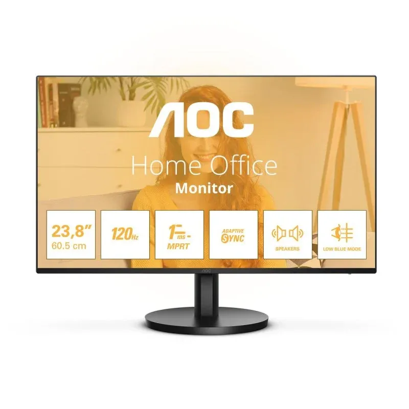 Monitor AOC 24B3QA2 23.8" FullHD 120Hz IPS com Adaptive Sync, Altifalantes, VESA e FlickerFree