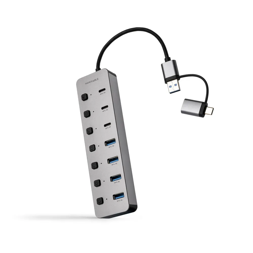 Hub Nanocable USB-C+USB-A/M para 4xUSB-A + 3xUSB-C 3.0 + USB-C 5V