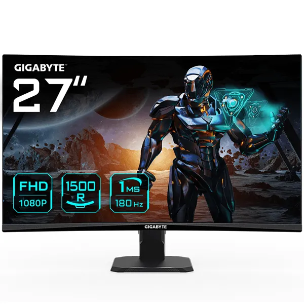 Monitor Gigabyte 27″ GS27FC VA FHD 16:9 Curvo 180Hz FreeSync Premium (1ms)