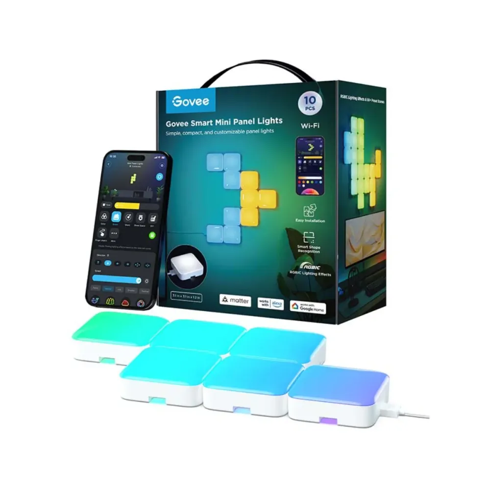 Painéis de Luzes LED Govee H8069C01 RGBBIC WiFi + Bluetooth (10 Unidades)